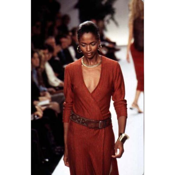Ralph Lauren Collection Purple Label Runway 1997 Linen Midi Dress Vintage M - Picture 2 of 10